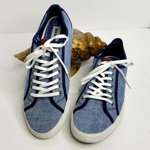 Ben Sherman Low Top Lace Up Blue Chambray Canvas Sneaker Size 9